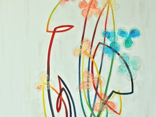 100x150cm Psychanalysis of a kimono. Acrylic and oil on canvas.