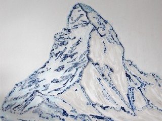 120x120cm Matterhorn in Winter. Ink, acrylic, oil on canvas. 2017-485