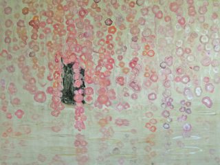 120x160cm Sakura. Encre, pigments, huile sur toile.2017-499