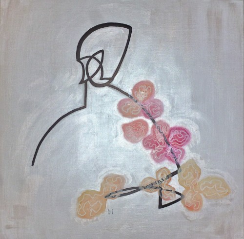 80x80cm The dreamer.Acrylic and oil.2013-350.